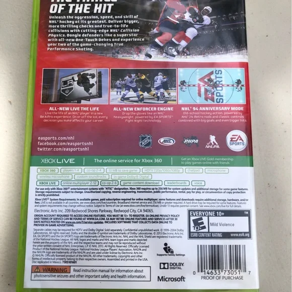 NHL 14 XBOX 360 Video Game, EA Sports. Used, Good Condition. - Picture 2 of 3